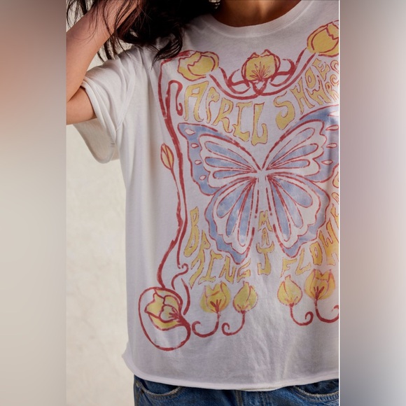 FREE PEOPLE WE THE FREE Spring Showers Tee T-Shirt XS Oversized - Picture 12 of 12